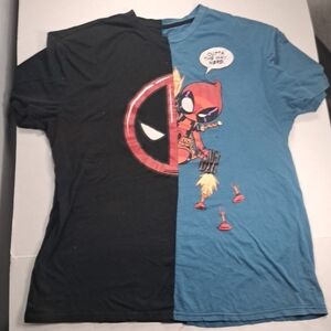 Deadpool Movie Graphic T Shirt Adult Men’s Large Black Blue Short Sleeve Cotton